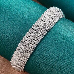 🦚Just listed! 925 Sterling Silver Cuff Bracelet - Mesh Weave